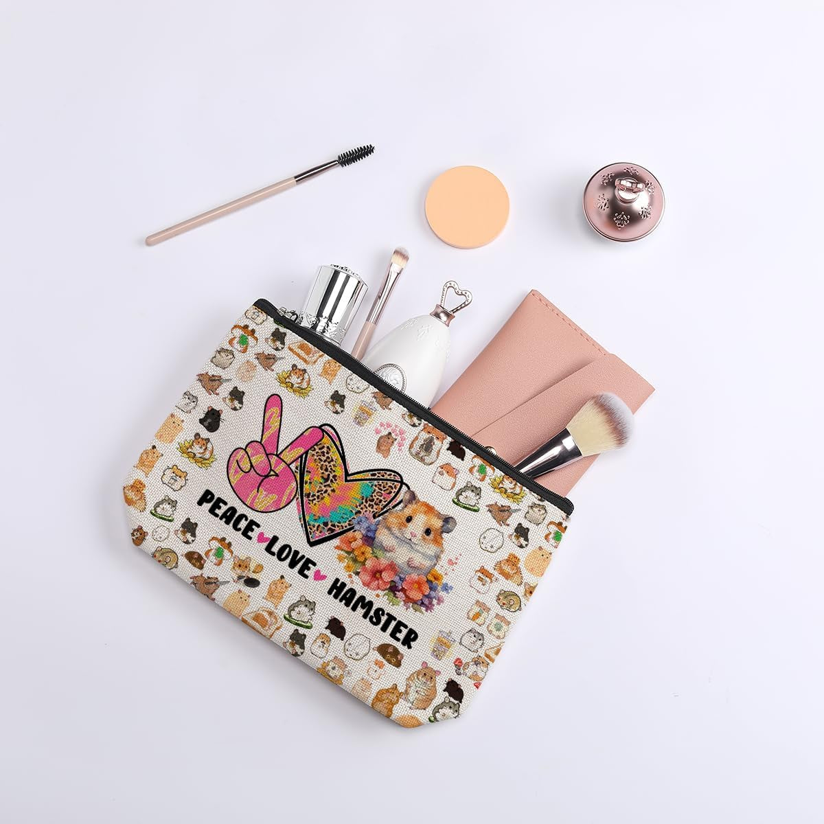 Cute Hamster Travel Organizer - Zipper Pouch for Women, Girls, Best Friend, Sister - Funny Birthday &