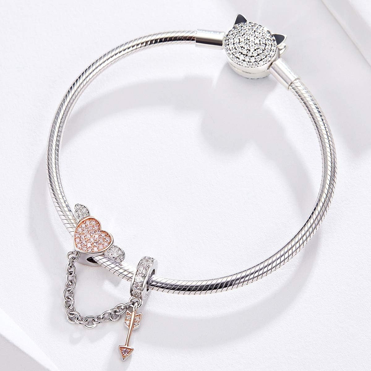 925 Sterling Silver Charms for Bracelets Cat Coffee Cup Rose Flower Animal Beads Charm Jewelry Gifts for Women