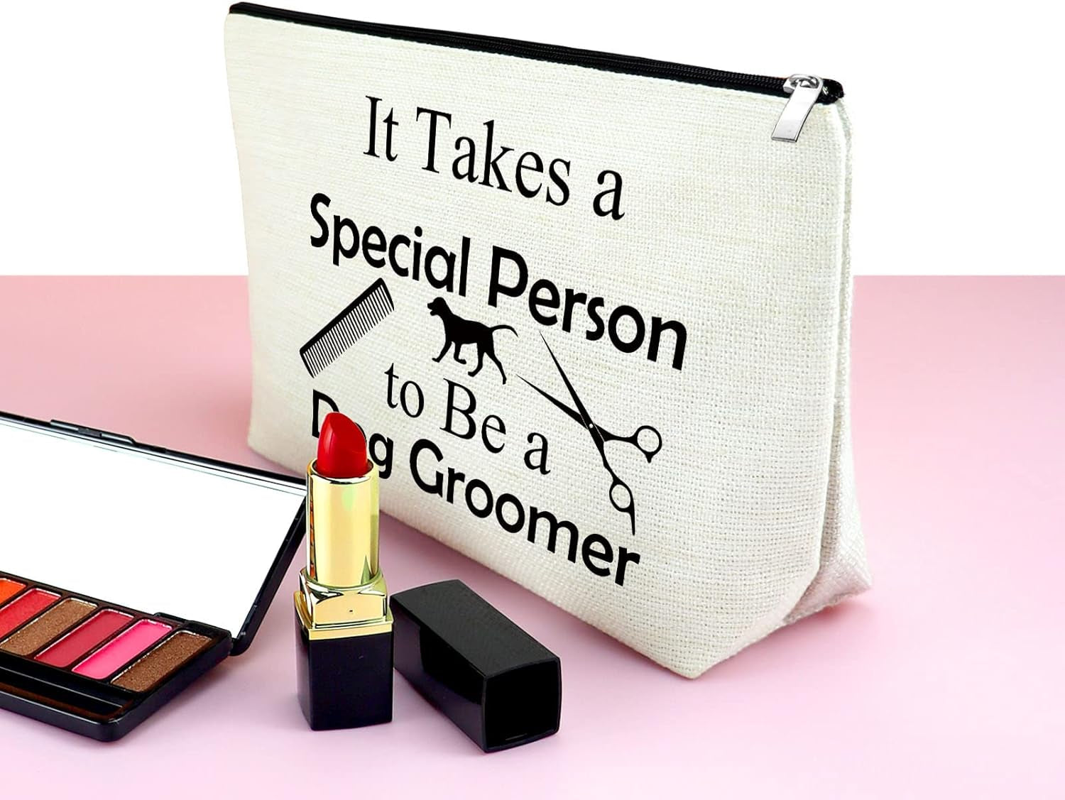 Dog Groomer Gifts Makeup Bag Dog Groomer Themed Gifts Pet Hair Stylist Appreciation Cosmetic Bag Christmas Thanksgiving Birthday Present for Hairdresser Travel Pouch