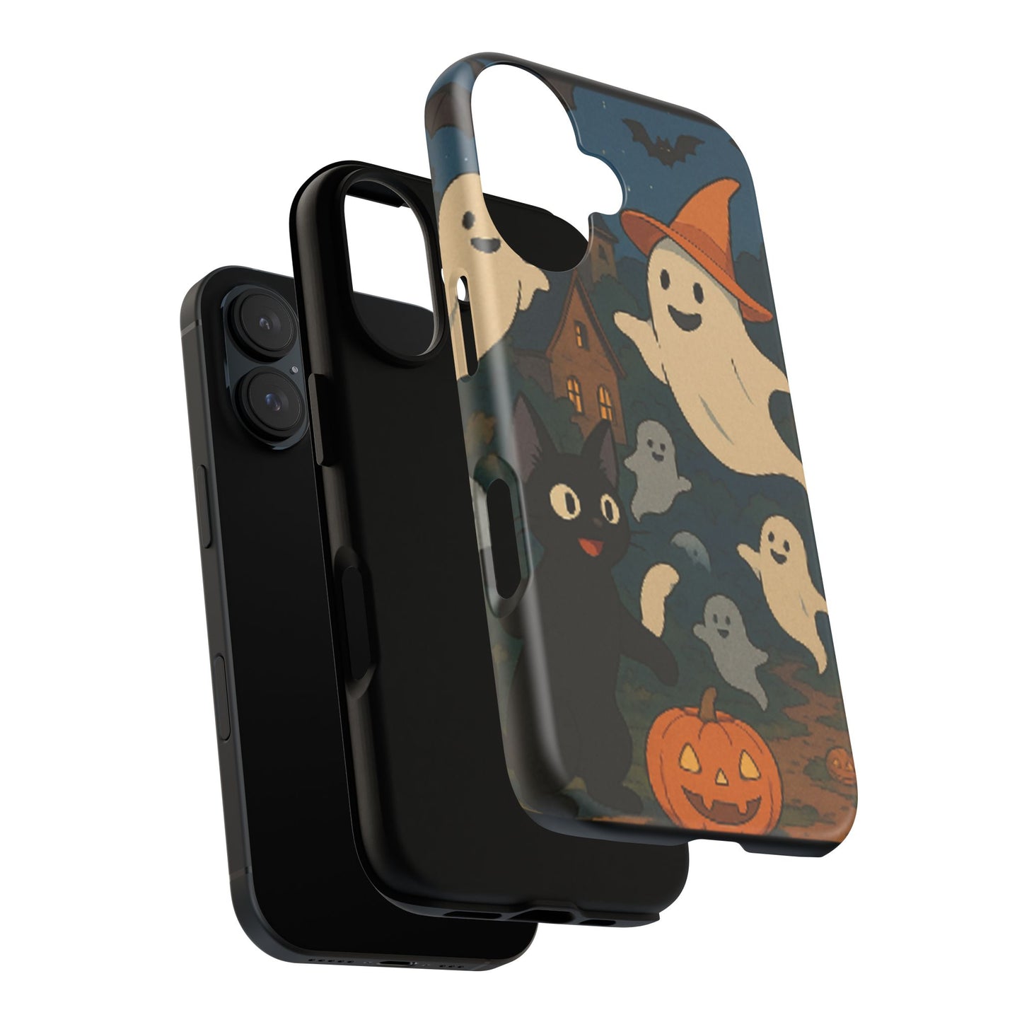 Halloween Phone Case, Spooky Ghost Design, Cat & Pumpkin Accessories, Fall Decor, Trick or Treat Gift