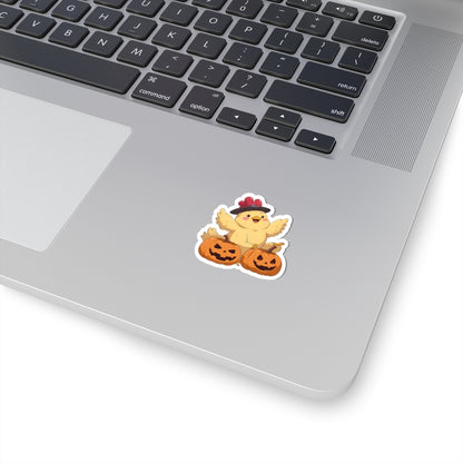 Cute Halloween Chicken Stickers, Seasonal Decor, Laptop Accessories, Pumpkin Stickers, Fun Holiday Gift