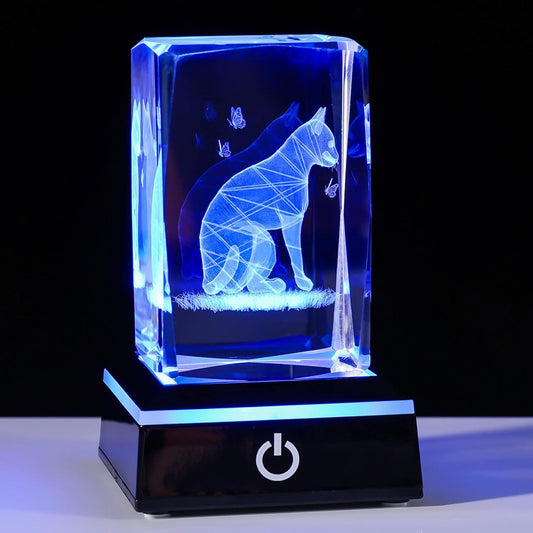 Cat Gifts for Cat Lovers Women Girls, 3D Crystals Cat Memorial Figurines Statue Cat Themed Gifts Home Decor Anime Black Pet Loss Gifts Cat Mom Gifts for Women Memorial Birthday Best Friend