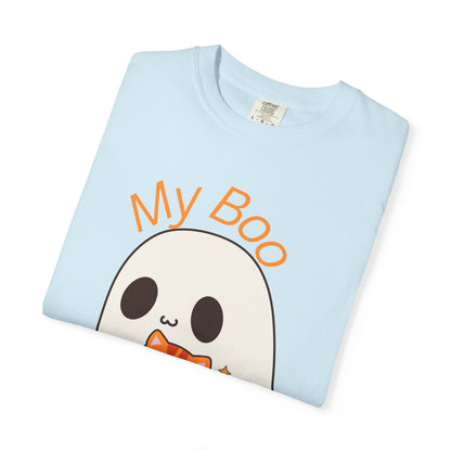 Cute Ghost & Cat Humor Tee, My Boo T-Shirt, Fall Apparel, Halloween Fashion, Gift for Cat Lovers, Unisex Funny Shirt