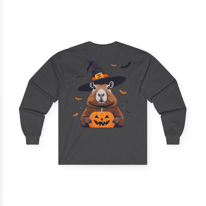 Halloween Animal Graphic Tee, Unisex Long Sleeve Shirt, Cute Pumpkin Shirt, Fall Apparel, Gift for Animal Lovers