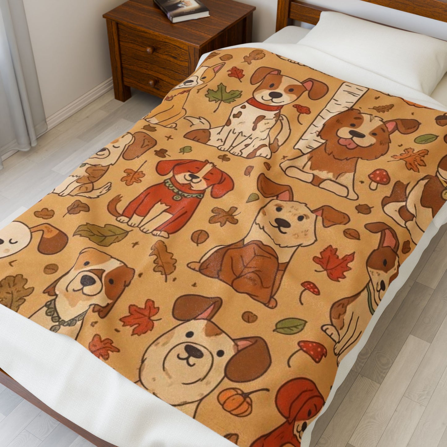 Cozy Dog Lovers' Velveteen Plush Blanket | Perfect for Home Decor, Gift for Pet Owners, Fall Decor, Snuggle Time, Dog Prints