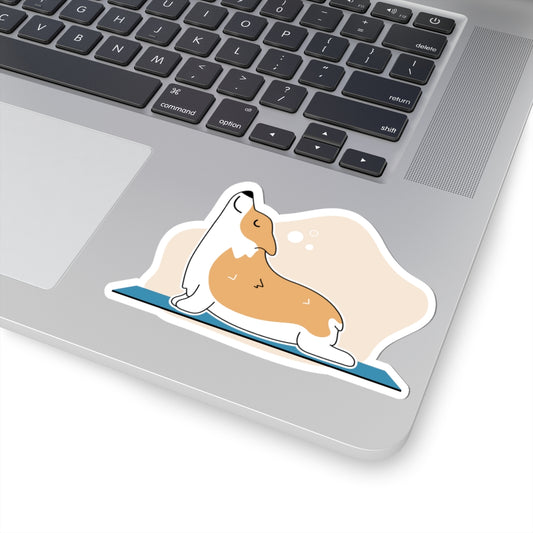Charming Corgi Yoga Kiss-Cut Stickers - Cute Dog Stickers for Laptops, Journals, Gifts, Decor, Pet Lovers