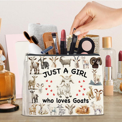 Goat Gifts Makeup Bag for Girls Women, Funny Birthday Christmas Gift for Goat Lovers Pet Owner Animal Enthusiasts Sister Bestie Bff Cosmetic Bag with Zipper Travel Toiletry Pouch for Purse