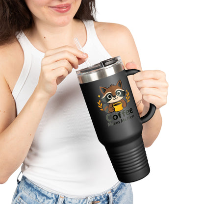 Cute Coffee-Themed Insulated Travel Mug, 40oz - Perfect for Caffeinated Adventures, Coffee Lovers, Gifts, and More