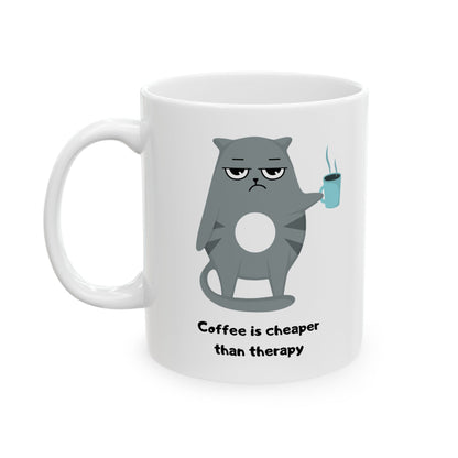 Coffee Lovers Ceramic Mug - Cute Cat Design | Gift for Animal Lovers, Home Office Tea Cup, Funny Mug, Birthday Present, Pet Lover Gift