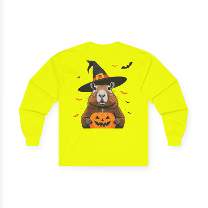 Halloween Animal Graphic Tee, Unisex Long Sleeve Shirt, Cute Pumpkin Shirt, Fall Apparel, Gift for Animal Lovers