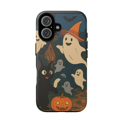 Halloween Phone Case, Spooky Ghost Design, Cat & Pumpkin Accessories, Fall Decor, Trick or Treat Gift