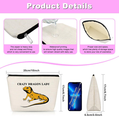 Bearded Animal Gift Makeup Bag Animal Reptile Gift Fors Women Cosmetic Bag Funny Gift Bearded Animals Themed Graduation Christmas Birthday Present for Friend Travel Pouch