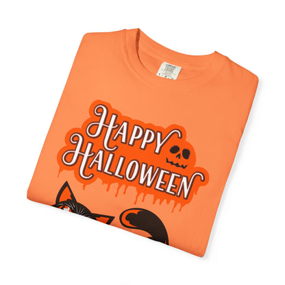 Halloween Cat T-Shirt, Spooky Apparel, Unisex Costume Tee, Fall Fashion, Halloween Party Wear, Fun Trick or Treat Shirt