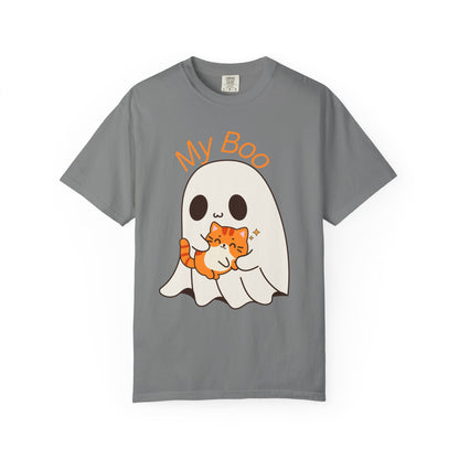 Cute Ghost & Cat Humor Tee, My Boo T-Shirt, Fall Apparel, Halloween Fashion, Gift for Cat Lovers, Unisex Funny Shirt