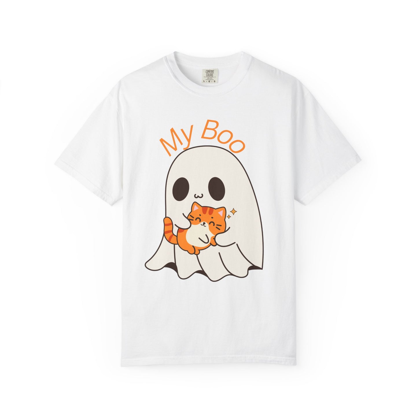 Cute Ghost & Cat Humor Tee, My Boo T-Shirt, Fall Apparel, Halloween Fashion, Gift for Cat Lovers, Unisex Funny Shirt