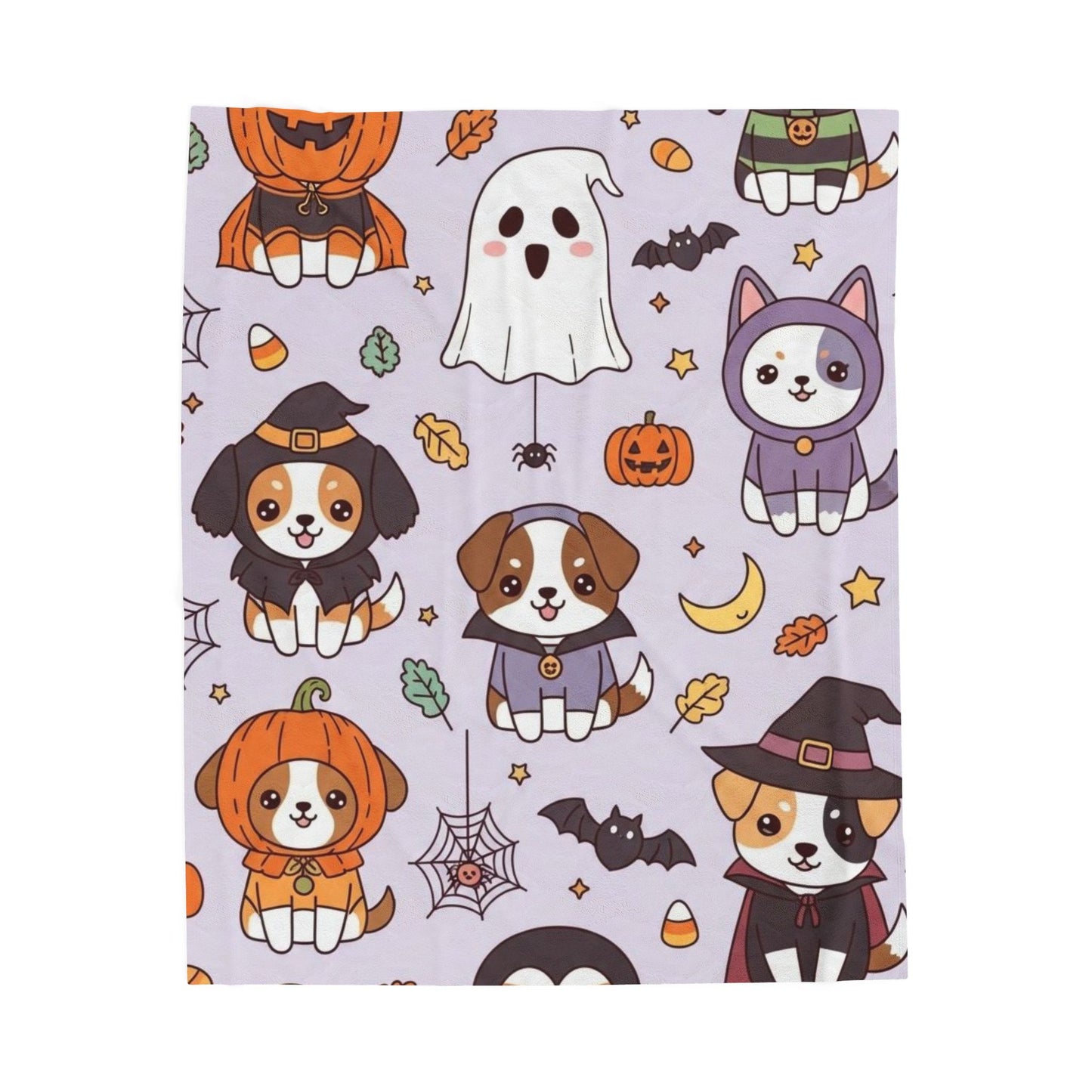 Halloween Dog Plush Blanket, Cozy Throw for Pet Lovers, Autumn Decor, Gift for Kids and Adults, Cute Animal Design