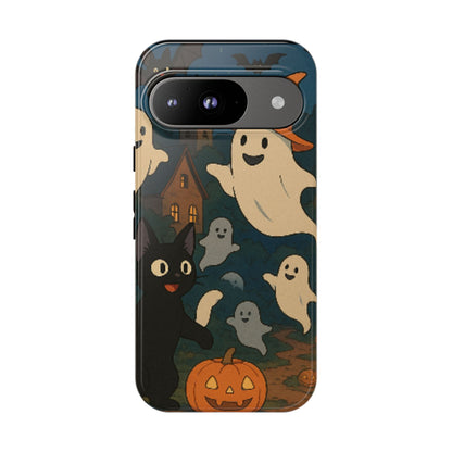 Halloween Phone Case, Spooky Ghost Design, Cat & Pumpkin Accessories, Fall Decor, Trick or Treat Gift