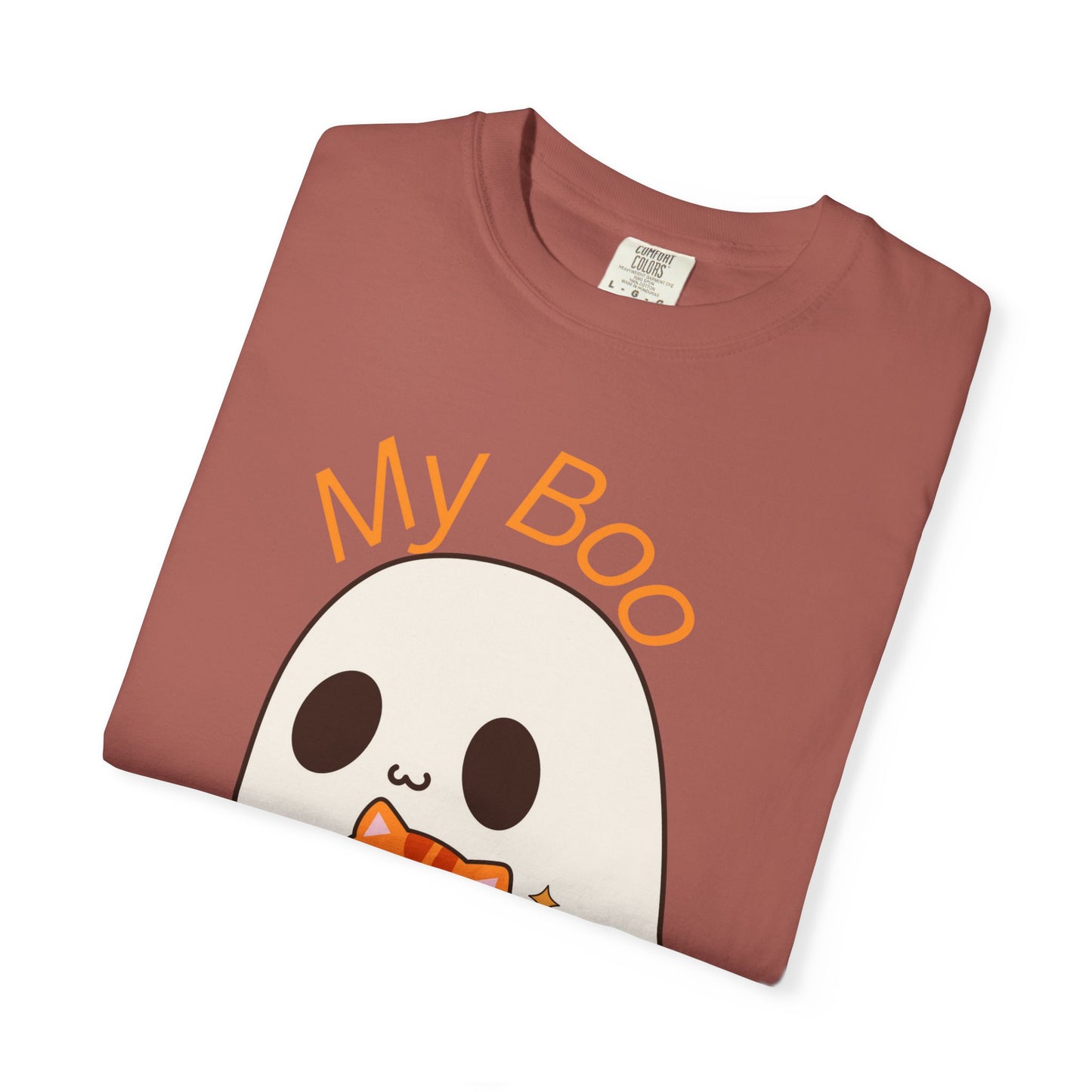 Cute Ghost & Cat Humor Tee, My Boo T-Shirt, Fall Apparel, Halloween Fashion, Gift for Cat Lovers, Unisex Funny Shirt