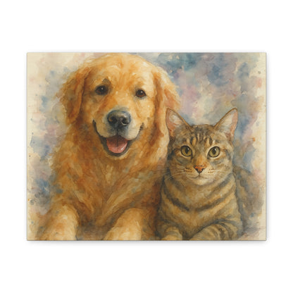 Pet Portrait Canvas Art, Custom Wall Decor, Dog and Cat Artwork, Gift for Pet Lovers, Animal Wall Art, Home Decor