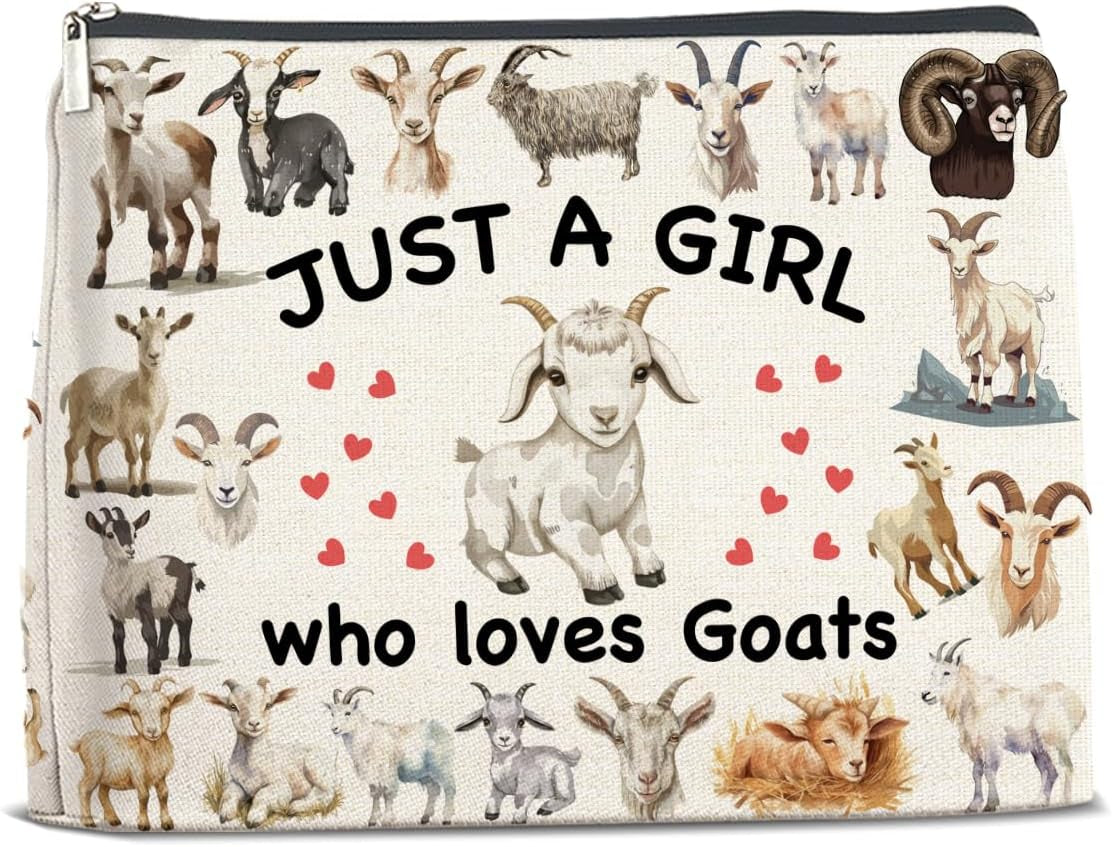 Goat Gifts Makeup Bag for Girls Women, Funny Birthday Christmas Gift for Goat Lovers Pet Owner Animal Enthusiasts Sister Bestie Bff Cosmetic Bag with Zipper Travel Toiletry Pouch for Purse