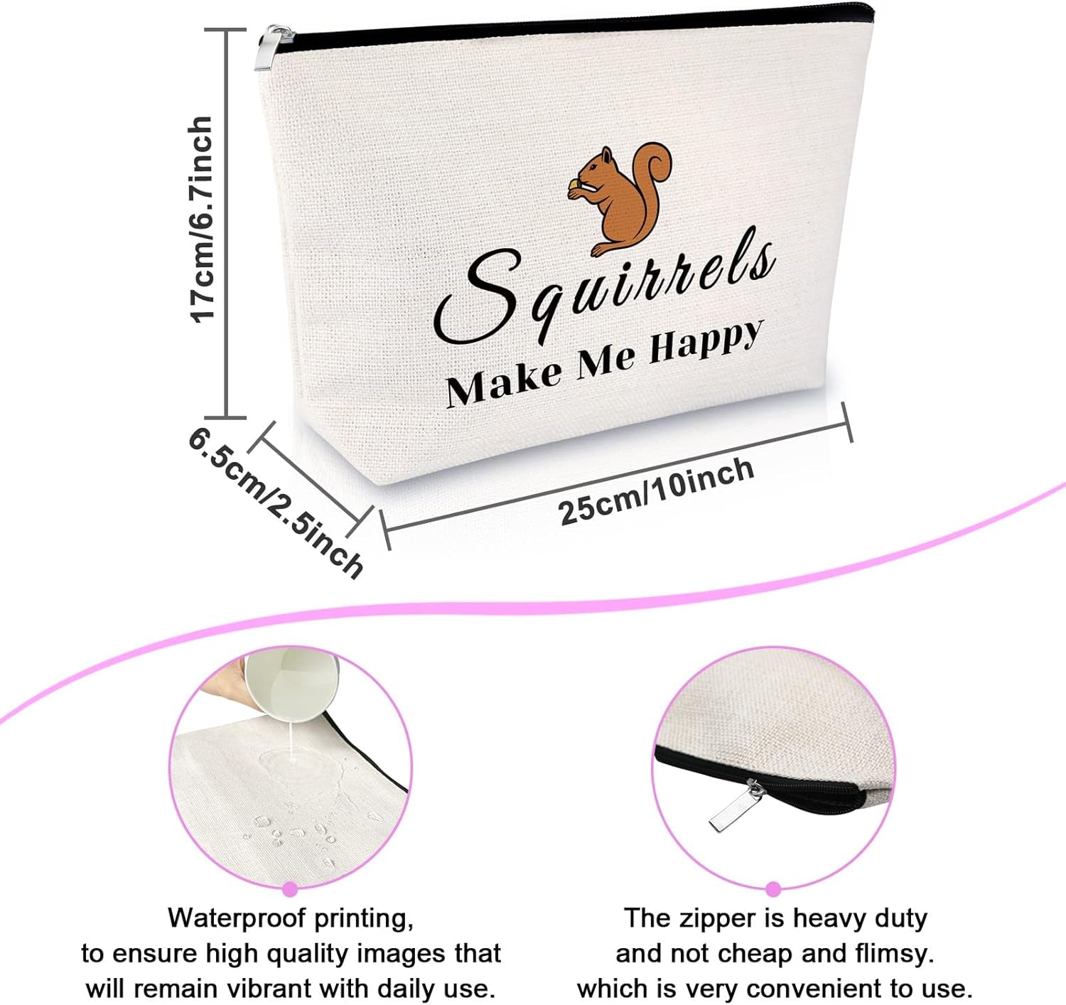 Squirrel Makeup Bag for Women Squirrel Lover Gift for Girls Daughter Friends Animal Lover Presents for Sister Cosmetic Bag Best Friend Anniversary Christmas Birthday Present Zipper Cosmetic Pouch