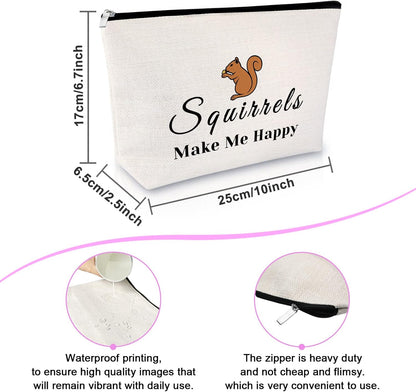 Squirrel Makeup Bag for Women Squirrel Lover Gift for Girls Daughter Friends Animal Lover Presents for Sister Cosmetic Bag Best Friend Anniversary Christmas Birthday Present Zipper Cosmetic Pouch
