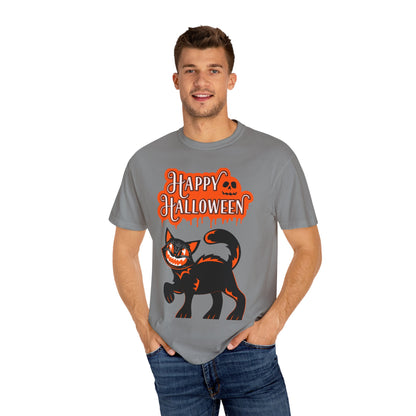 Halloween Cat T-Shirt, Spooky Apparel, Unisex Costume Tee, Fall Fashion, Halloween Party Wear, Fun Trick or Treat Shirt