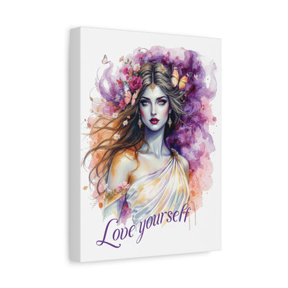 Stretched Canvas Art Print | Love Yourself | Boho Wall Decor, Inspirational Home Art, Gift for Her, Self-Love, Meditation Room
