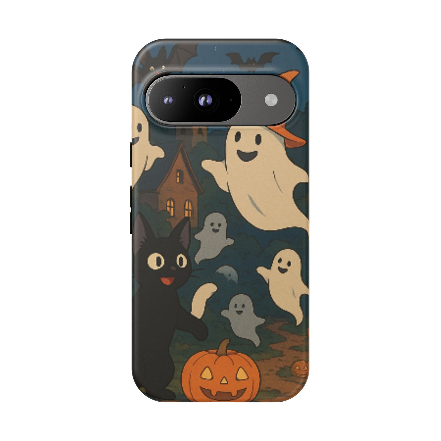 Halloween Phone Case, Spooky Ghost Design, Cat & Pumpkin Accessories, Fall Decor, Trick or Treat Gift
