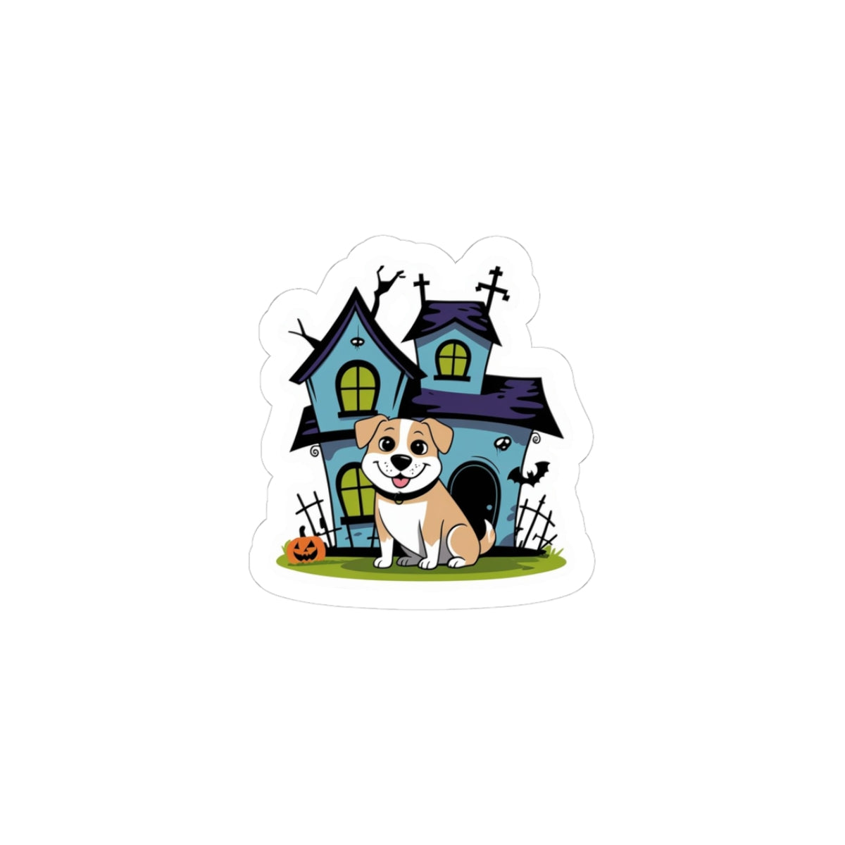 Whimsical Dog Haunted House Stickers - Perfect for Halloween Decor, Laptop, Planner, Scrapbooking, Pet Lovers