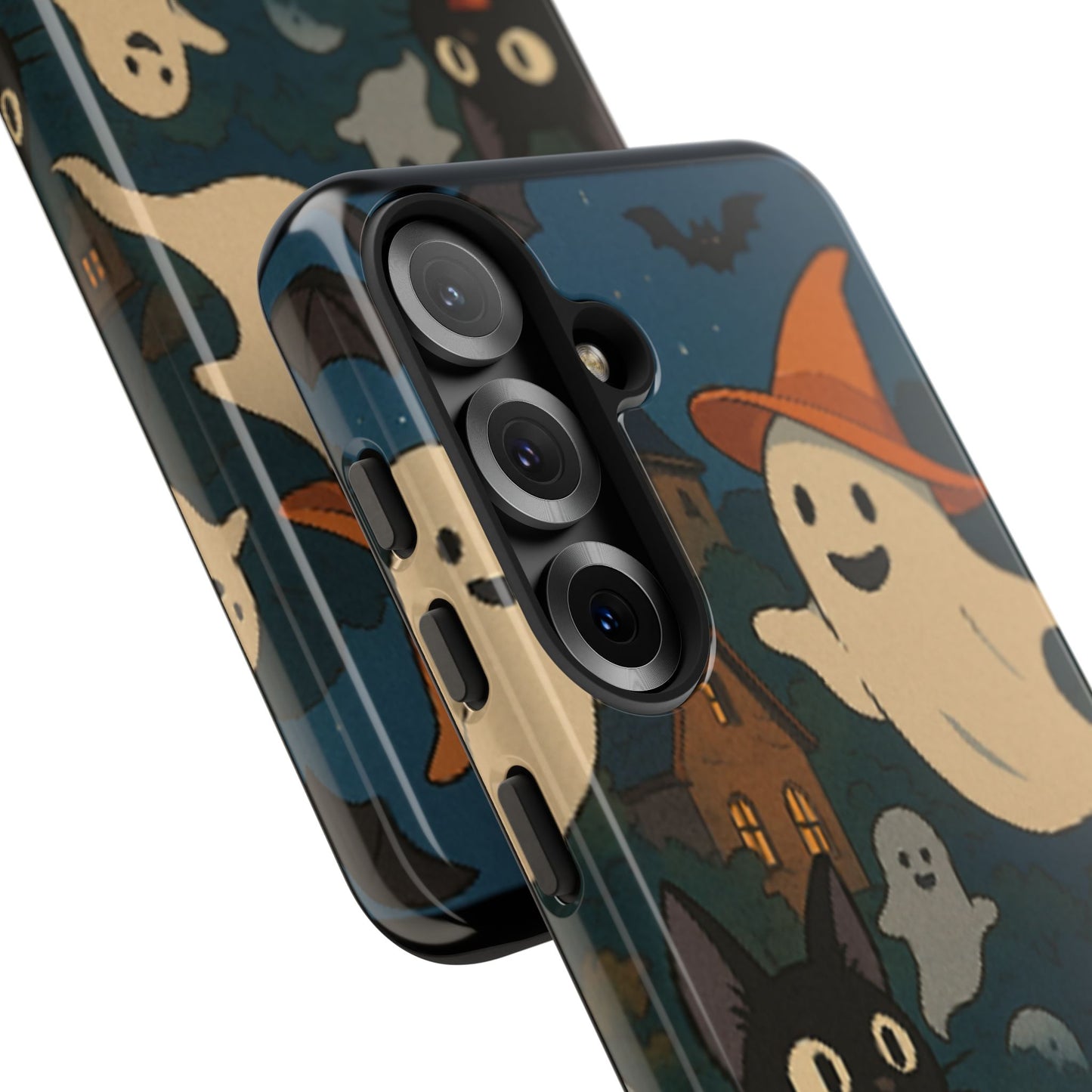 Halloween Phone Case, Spooky Ghost Design, Cat & Pumpkin Accessories, Fall Decor, Trick or Treat Gift