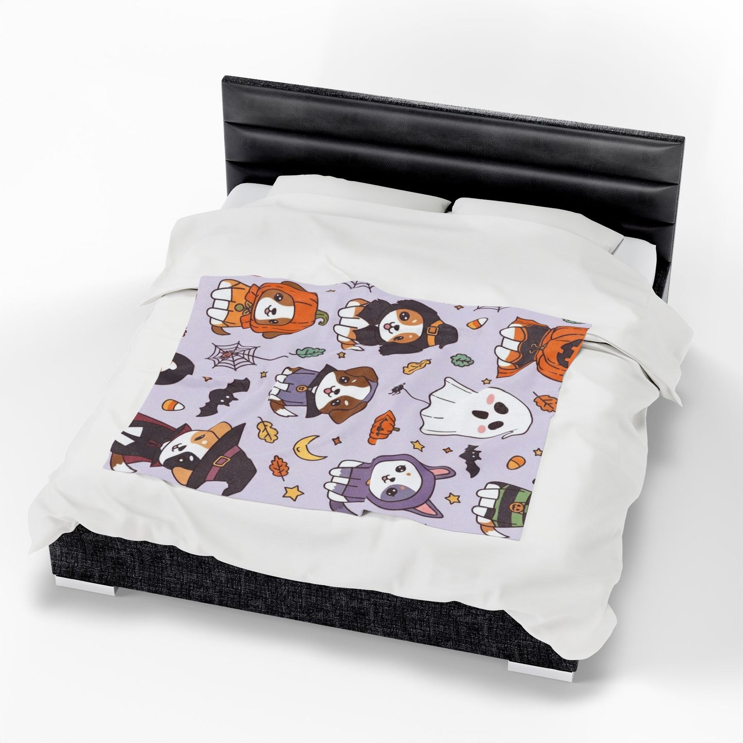 Halloween Dog Plush Blanket, Cozy Throw for Pet Lovers, Autumn Decor, Gift for Kids and Adults, Cute Animal Design