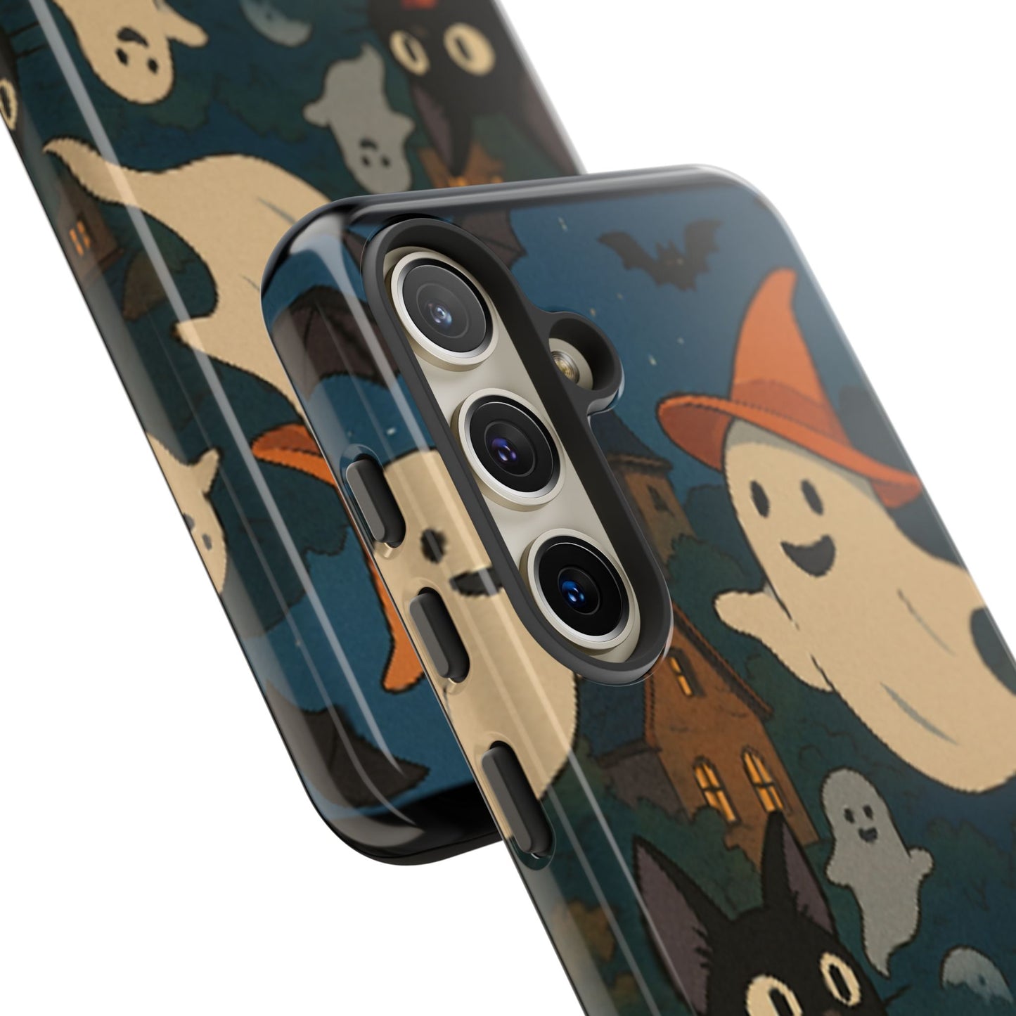 Halloween Phone Case, Spooky Ghost Design, Cat & Pumpkin Accessories, Fall Decor, Trick or Treat Gift