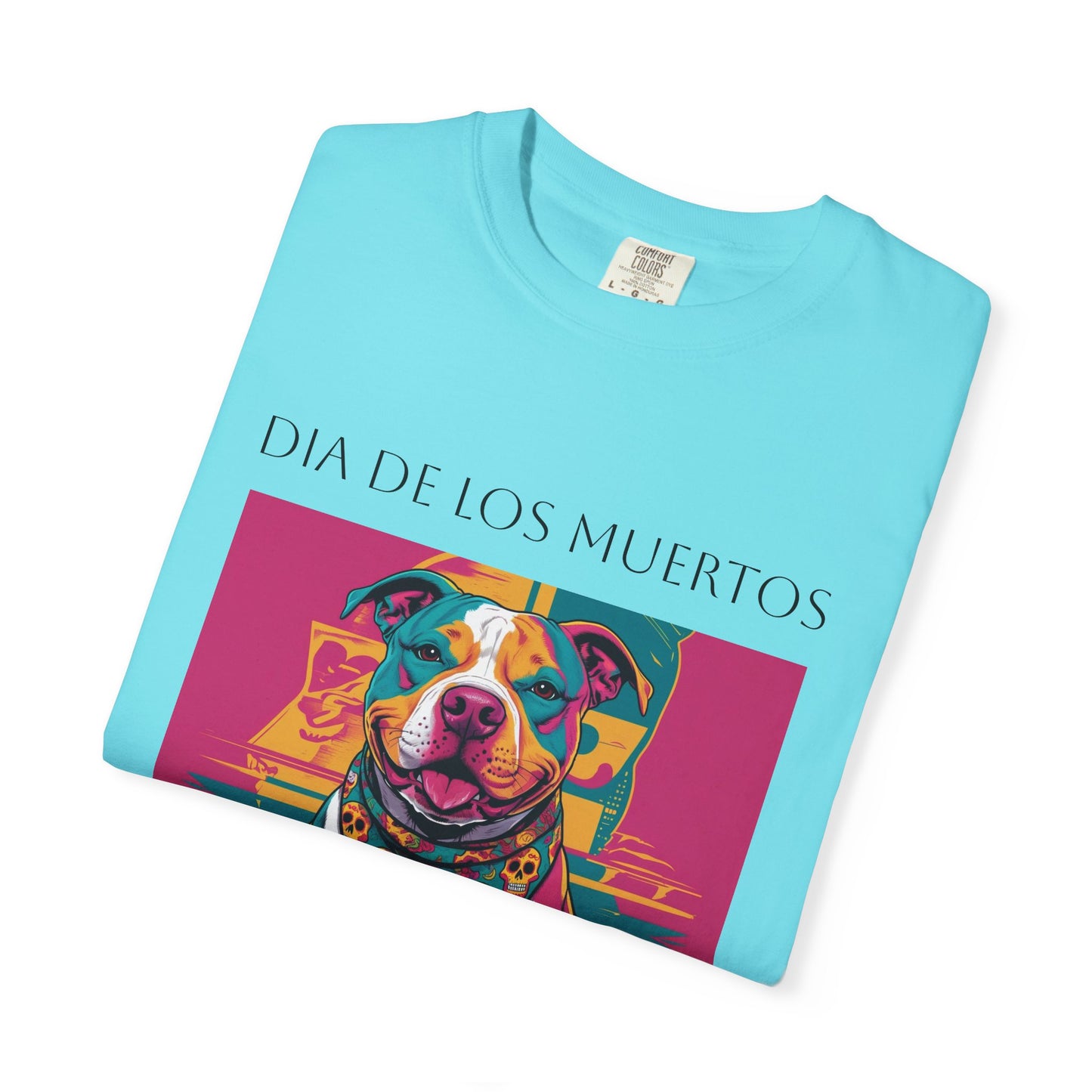 Colorful Dia de los Muertos T-Shirt, Unisex Graphic Tee, Day of the Dead Celebration Shirt, Festive Casual Wear, Gift for Dog Lovers