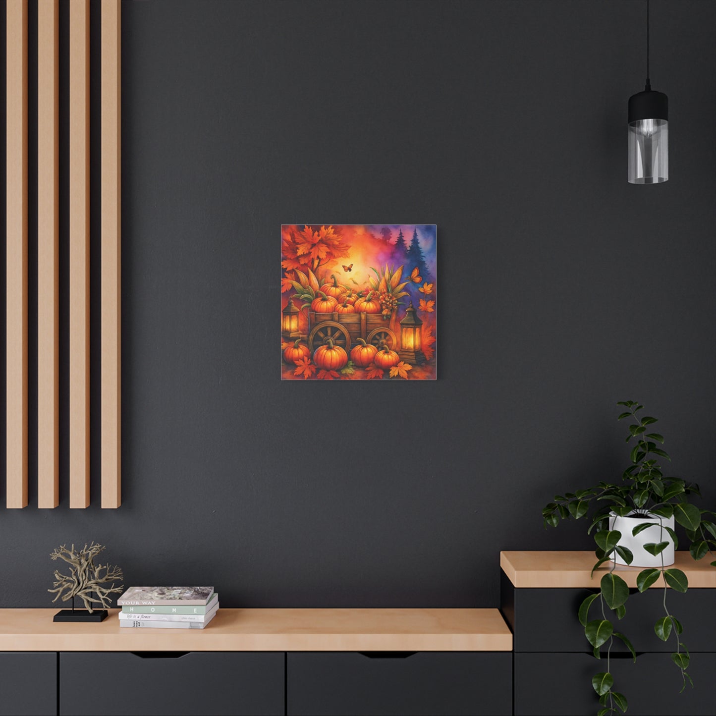 Autumn Pumpkin Canvas Wall Art, Fall Decor for Home, Harvest Season Artwork, Thanksgiving Decoration, Cozy Seasonal Wall Hanging