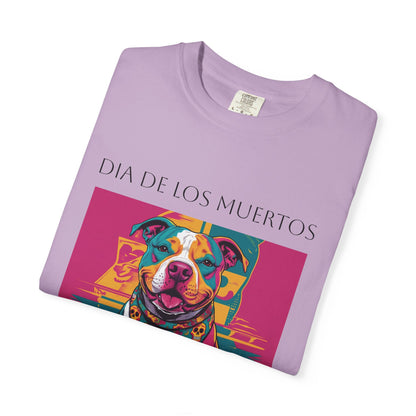 Colorful Dia de los Muertos T-Shirt, Unisex Graphic Tee, Day of the Dead Celebration Shirt, Festive Casual Wear, Gift for Dog Lovers