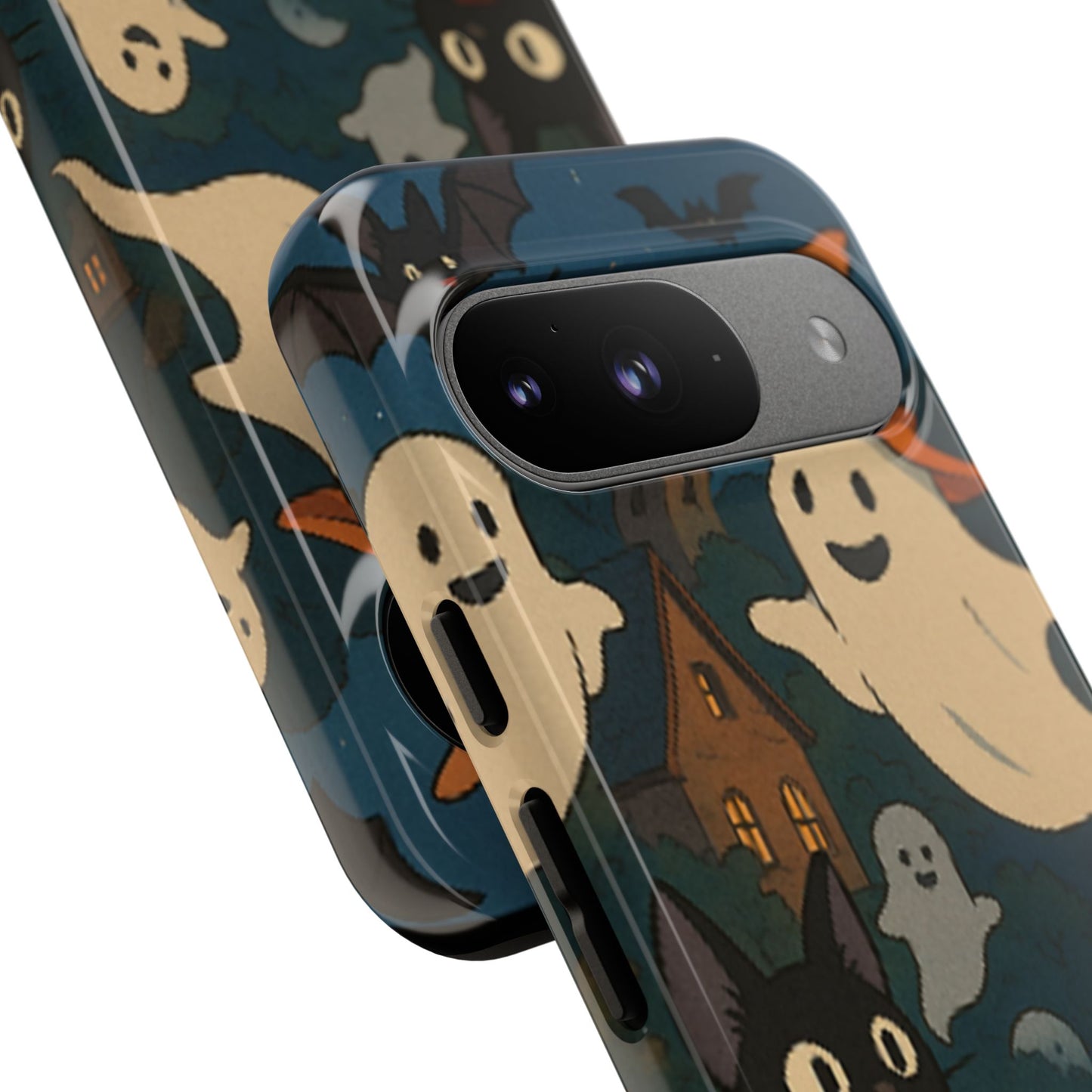 Halloween Phone Case, Spooky Ghost Design, Cat & Pumpkin Accessories, Fall Decor, Trick or Treat Gift