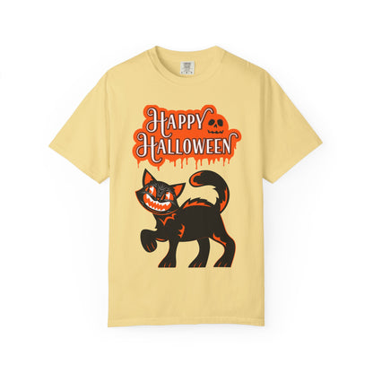 Halloween Cat T-Shirt, Spooky Apparel, Unisex Costume Tee, Fall Fashion, Halloween Party Wear, Fun Trick or Treat Shirt