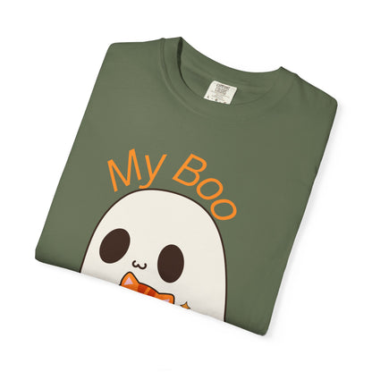 Cute Ghost & Cat Humor Tee, My Boo T-Shirt, Fall Apparel, Halloween Fashion, Gift for Cat Lovers, Unisex Funny Shirt