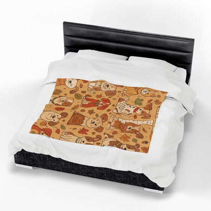 Cozy Dog Lovers' Velveteen Plush Blanket | Perfect for Home Decor, Gift for Pet Owners, Fall Decor, Snuggle Time, Dog Prints