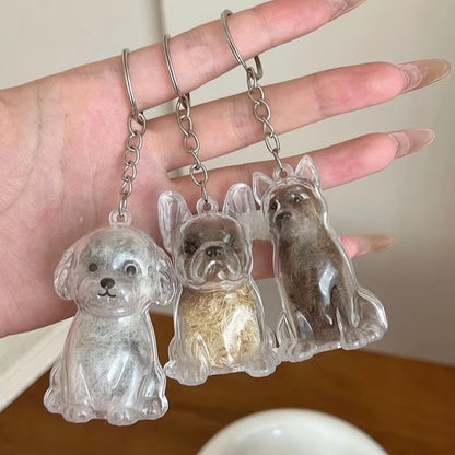 Large Size Dog Hair Storage Pendant Keychain Transparent Pet Fur Keepsake Capsule DIY Decoration Memorial Gifts for Pet Lovers