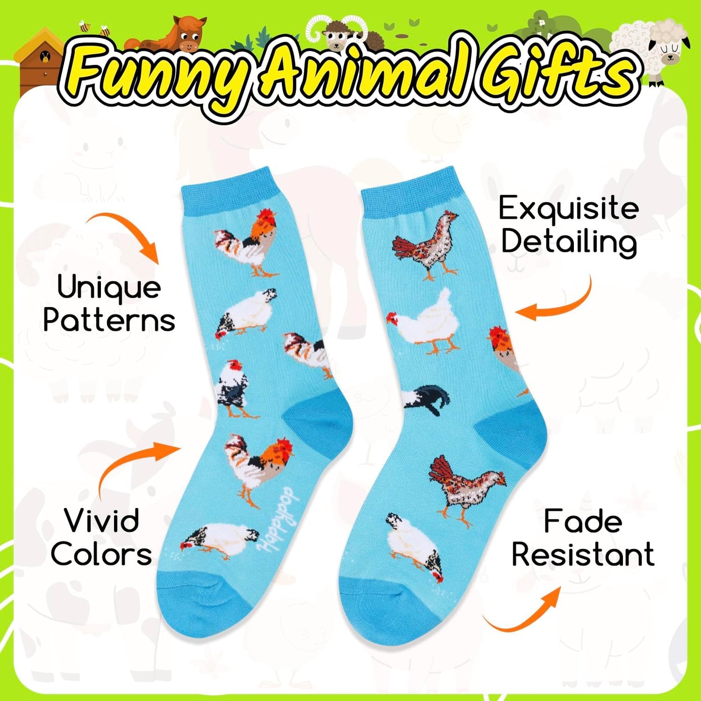 Animal Gift Ideas for Women - Chicken Socks for Women Llama Socks Crazy Chicken Lady Gifts
