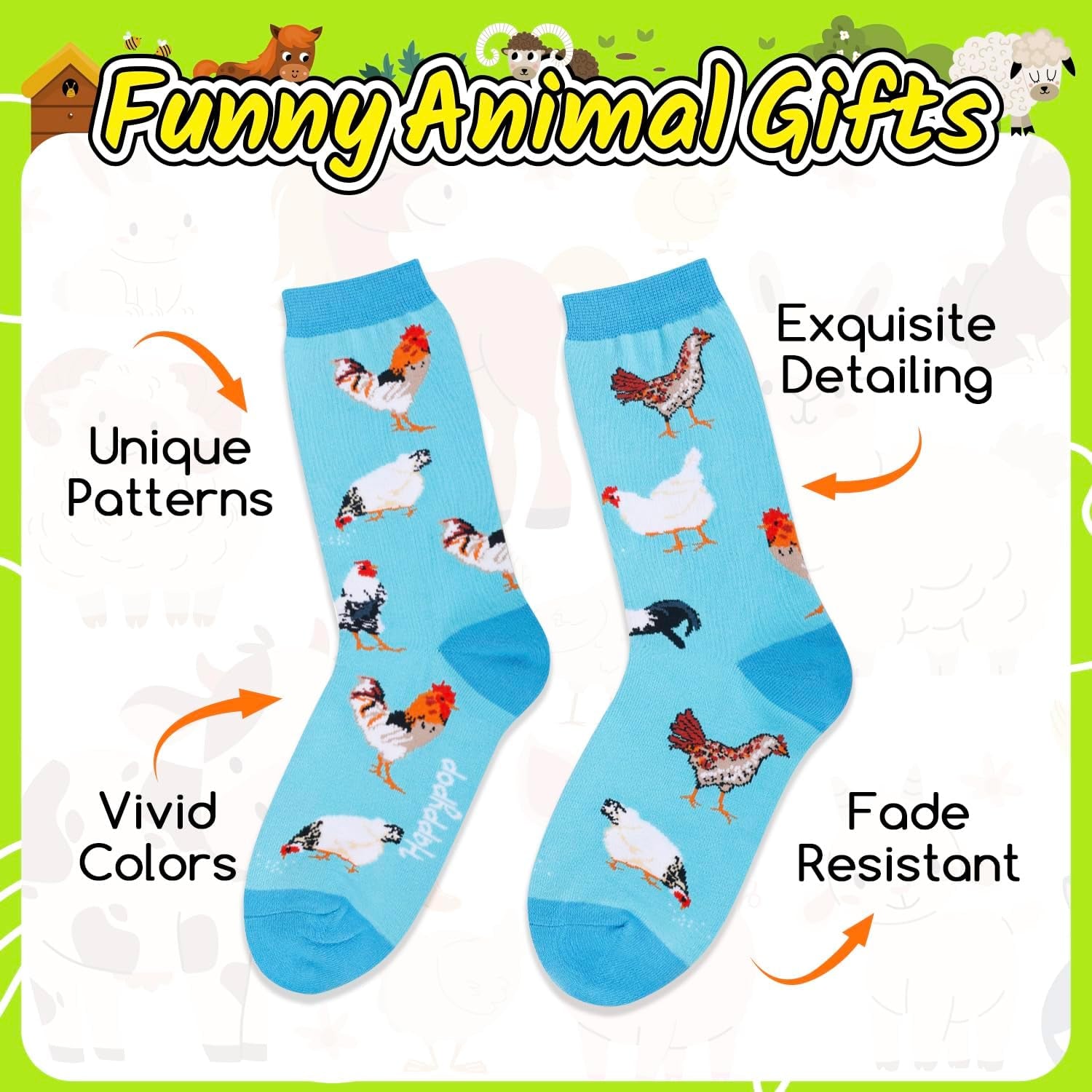 Animal Gift Ideas for Women - Chicken Socks for Women Llama Socks Crazy Chicken Lady Gifts