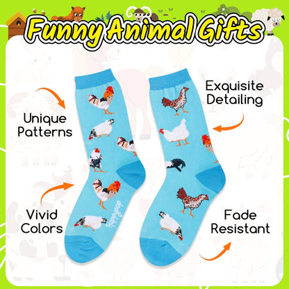 Animal Gift Ideas for Women - Chicken Socks for Women Llama Socks Crazy Chicken Lady Gifts