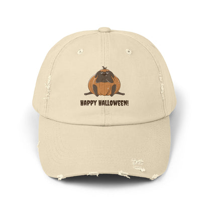 Happy Halloween Distressed Cap, Unisex Casual Hat, Perfect for Fall Celebrations, Halloween Costume Accessory, Unique Gift Idea