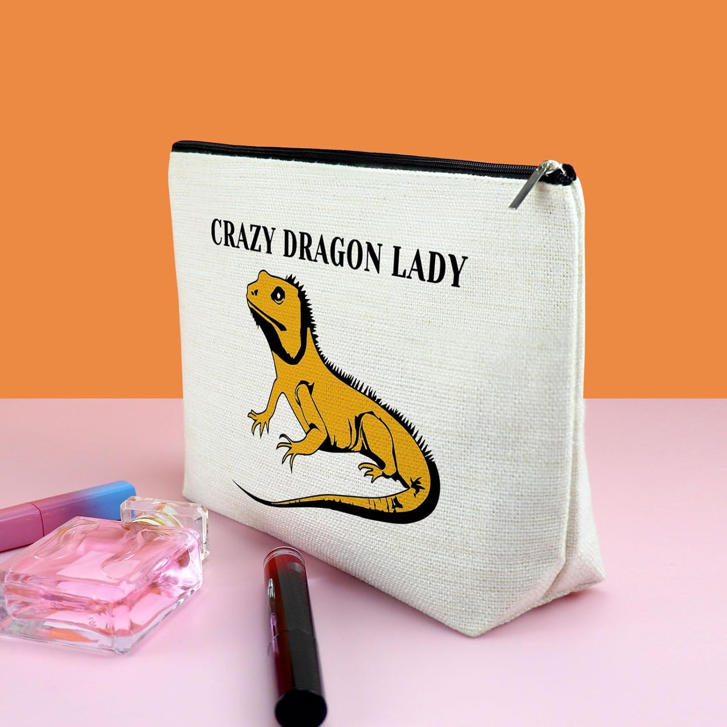 Bearded Animal Gift Makeup Bag Animal Reptile Gift Fors Women Cosmetic Bag Funny Gift Bearded Animals Themed Graduation Christmas Birthday Present for Friend Travel Pouch