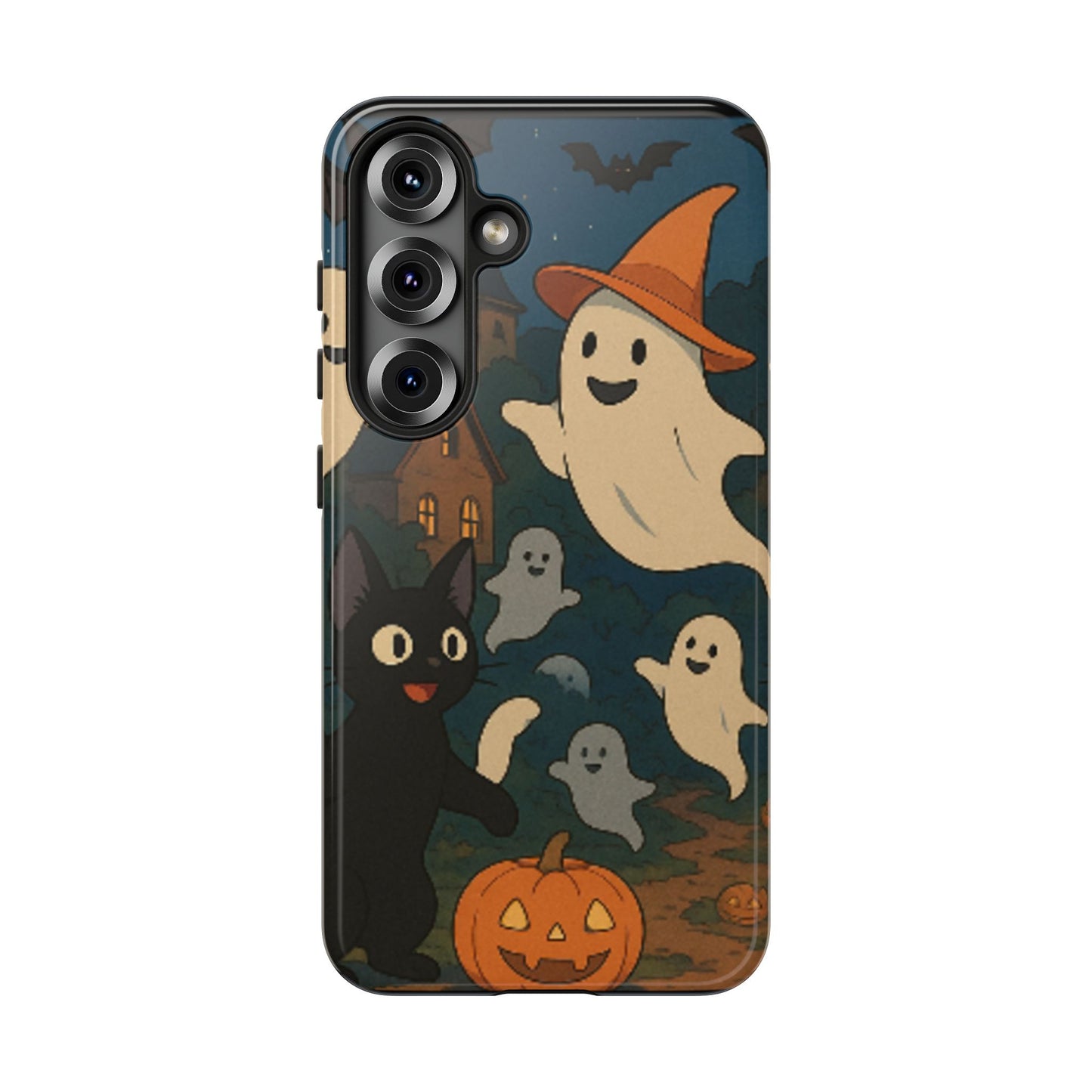 Halloween Phone Case, Spooky Ghost Design, Cat & Pumpkin Accessories, Fall Decor, Trick or Treat Gift