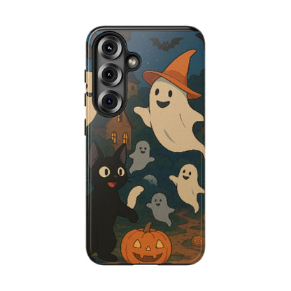 Halloween Phone Case, Spooky Ghost Design, Cat & Pumpkin Accessories, Fall Decor, Trick or Treat Gift