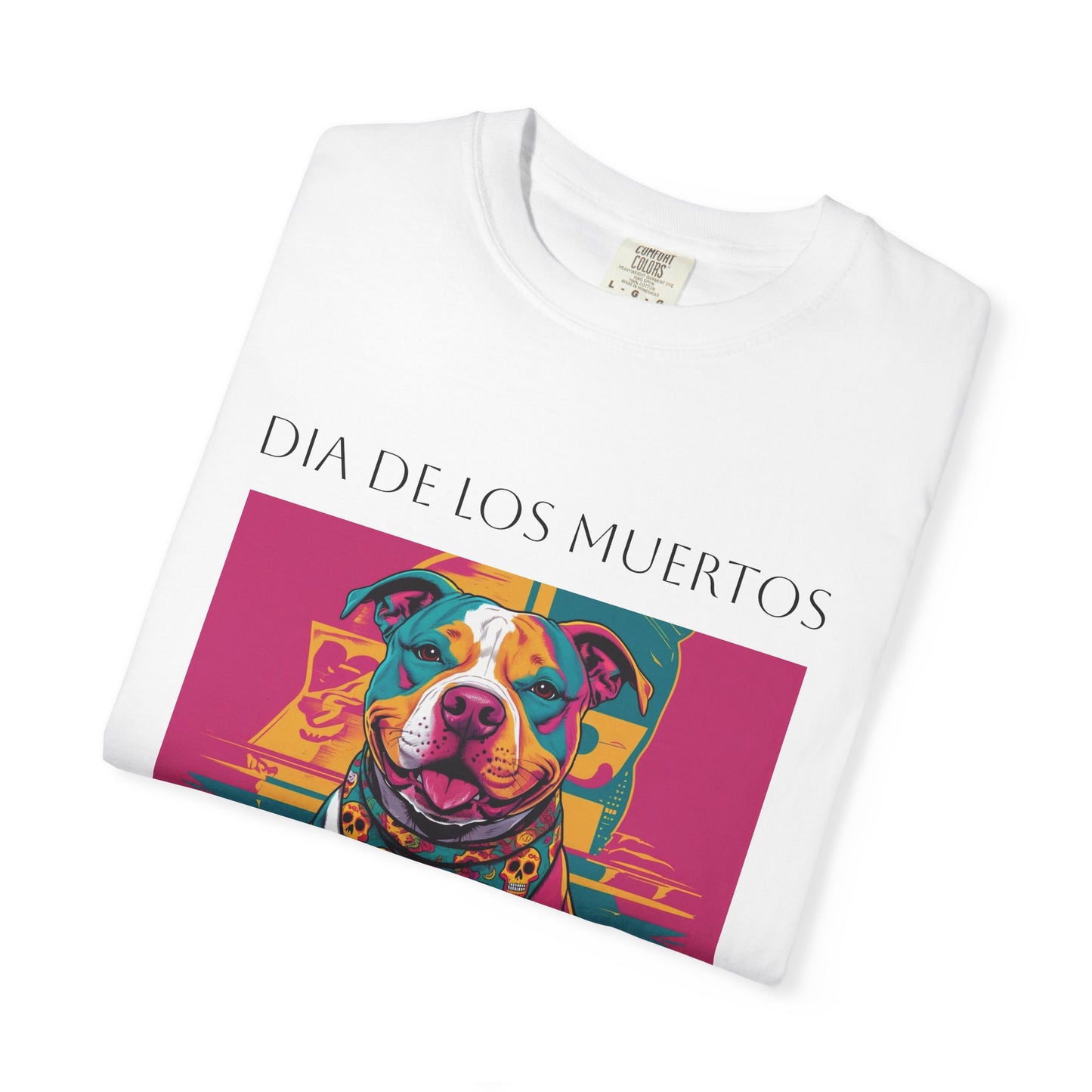 Colorful Dia de los Muertos T-Shirt, Unisex Graphic Tee, Day of the Dead Celebration Shirt, Festive Casual Wear, Gift for Dog Lovers