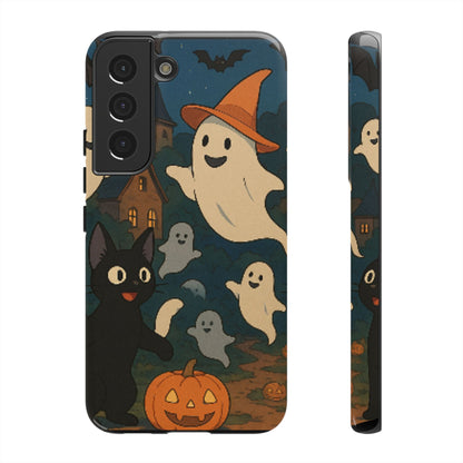 Halloween Phone Case, Spooky Ghost Design, Cat & Pumpkin Accessories, Fall Decor, Trick or Treat Gift